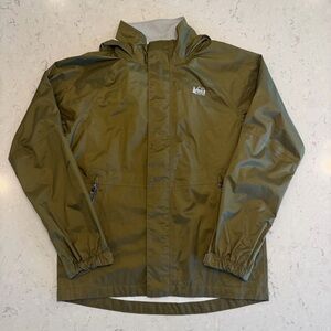 REI Rainier Rain Jacket - Kids Large (14-16) - Olive Green